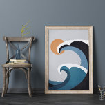 Abstract Ocean Waves and Sun Poster<br><div class="desc">This abstract ocean waves and sun poster is ideal as a housewarming gift for boho beach and surf lovers.</div>
