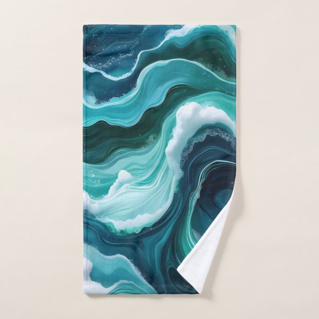 Abstract ocean waves bath towel set (Hand Towel)