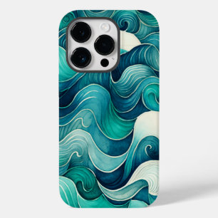 Abstract Ocean Waves Blue and Turquoise Case-Mate iPhone 14 Pro Case