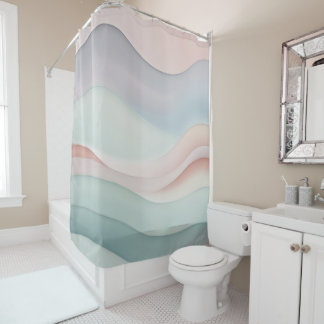Abstract Ocean Waves Pastel colours Shower Curtain
