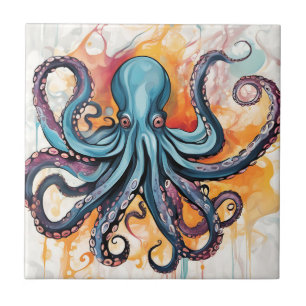 Abstract Octopus Colorful Ceramic Tile