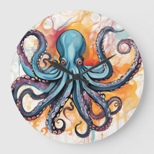 Abstract Octopus Colourful Large Clock