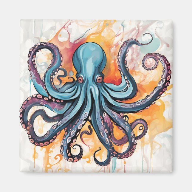 Abstract Octopus Colourful Magnet (Front)