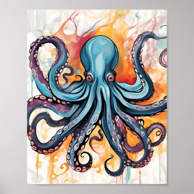 Abstract Octopus Colourful Poster (Front)