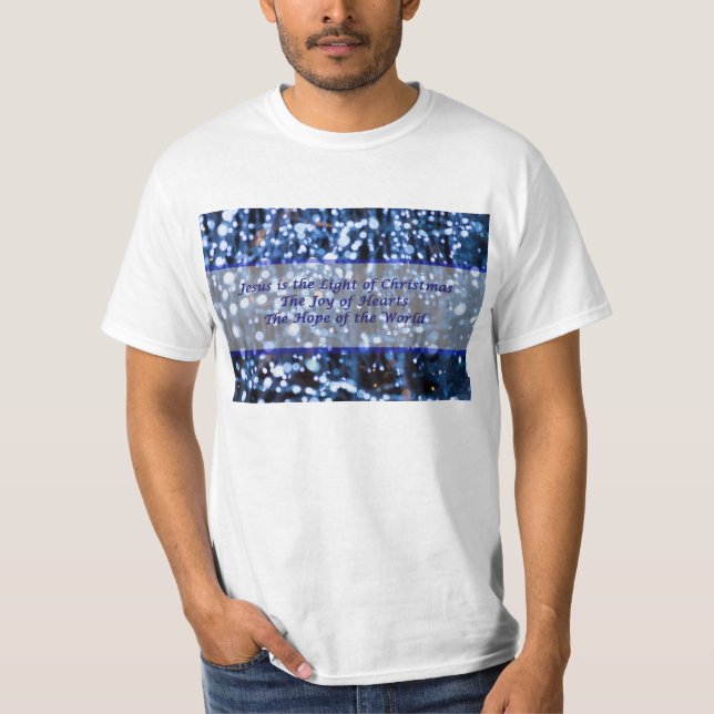 Abstract Of Blue Lights Text T-Shirt (Front)