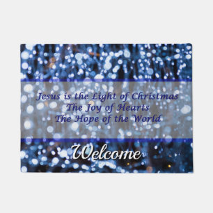 Abstract Of Blue Lights Text Welcome Doormat