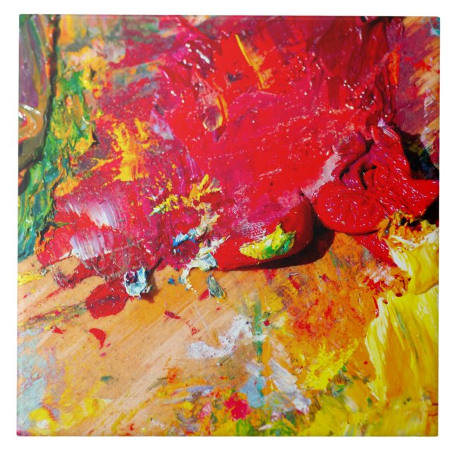 Abstract Of Colourful Artist Palette Ceramic Tile (Front)