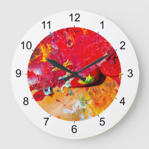 Abstract Of Colourful Artist Palette Large Clock