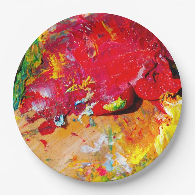 Abstract Of Colourful Artist Palette Paper Plate (Front)