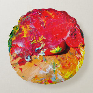 Abstract Of Colourful Artist Palette Round Cushion
