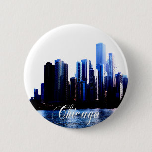 Abstract of Downtown Chicago effects 6 Cm Round Badge