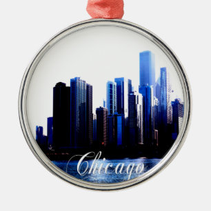 Abstract of Downtown Chicago effects Metal Ornament