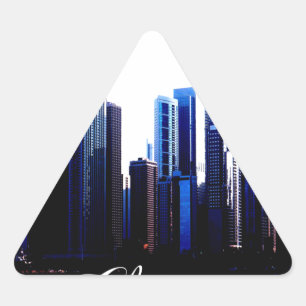 Abstract of Downtown Chicago effects Triangle Sticker