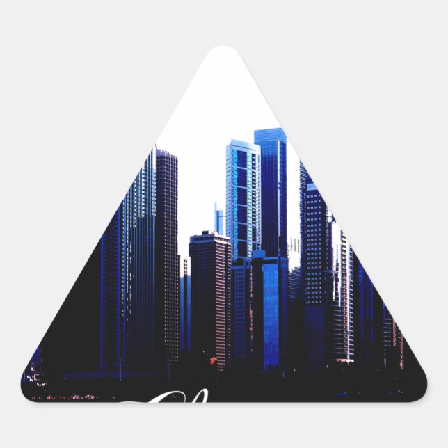 Abstract of Downtown Chicago effects Triangle Sticker (Front)