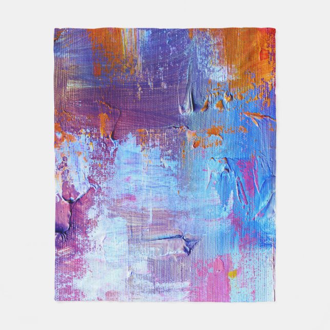Abstract Oil: Canvas Texture Background Fleece Blanket (Front)