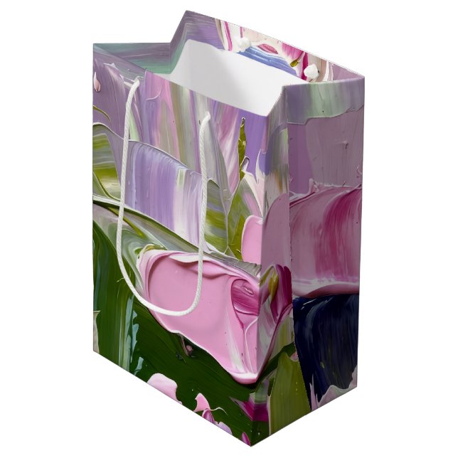 Abstract Oil Paint Spring Garden  Medium Gift Bag (Front Angled)