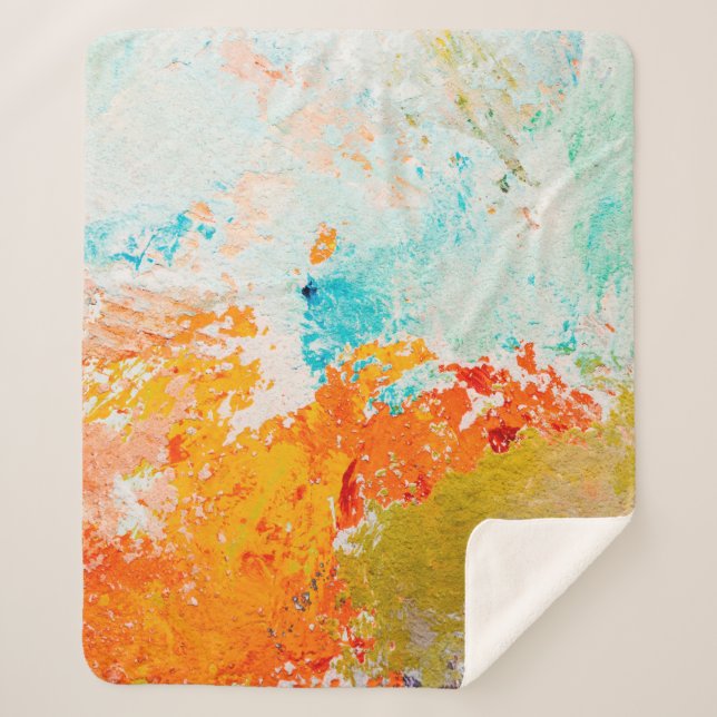 abstract oil paint texture on canvas, backgroundba sherpa blanket (Front)