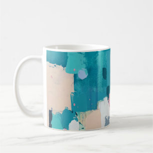 Abstract oil painting, colourful texture. coffee mug