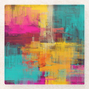 Abstract oil painting, expressive background. glass coaster