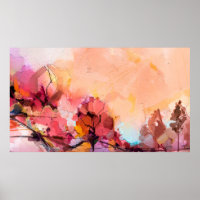 Abstract oil painting landscape. Colorful blue pur