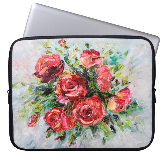  abstract oil painting of beautiful fresh bouquet  laptop sleeve (Front)