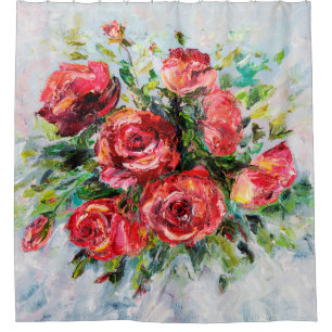  abstract oil painting of beautiful fresh bouquet  shower curtain