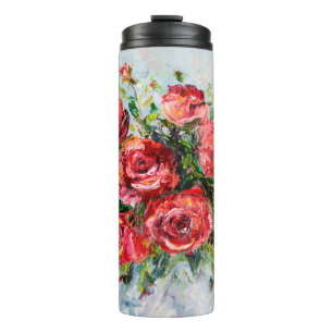  abstract oil painting of beautiful fresh bouquet  thermal tumbler