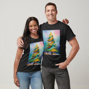 Abstract oil painting of Christmas tree t shirt