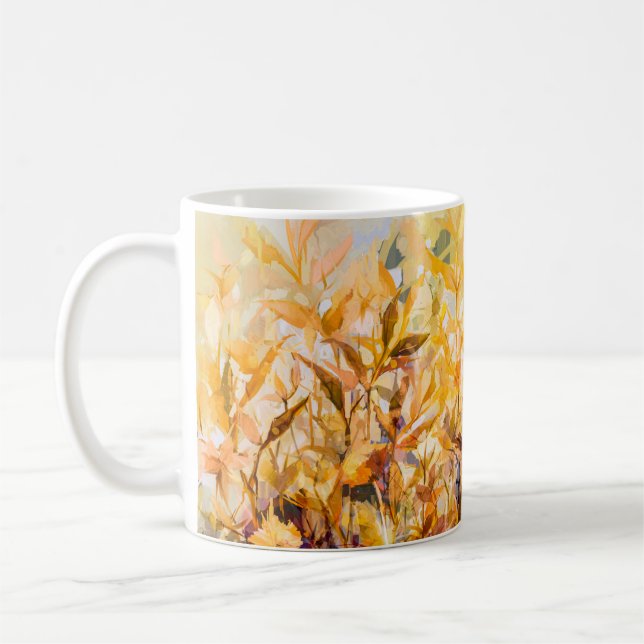 Abstract oil painting of colourful flower with ora coffee mug (Left)