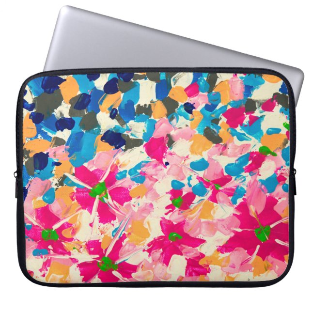  abstract oil painting on canvas. Multi coloured w Laptop Sleeve (Front)