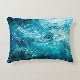 abstract oil painting showing waves in ocean or s decorative cushion