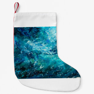  abstract oil painting showing waves in ocean or s small christmas stocking