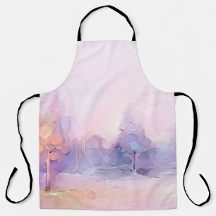 Abstract oil painting winter forest landscape. Sem Apron