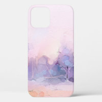 Abstract oil painting winter forest landscape. Sem