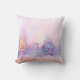 Abstract oil painting winter forest landscape. Sem Cushion