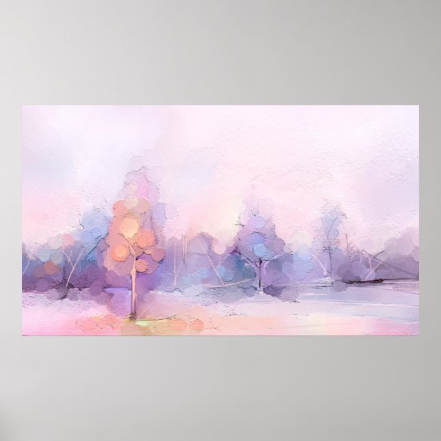 Abstract oil painting winter forest landscape. Sem Poster (Front)