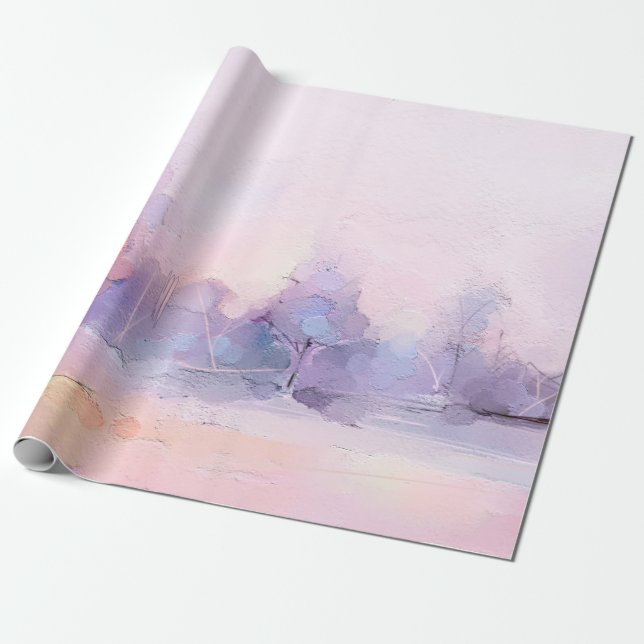 Abstract oil painting winter forest landscape. Sem Wrapping Paper (Unrolled)