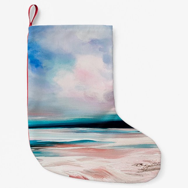 Abstract oil texture background. Paint on canvas.  Small Christmas Stocking (Front)