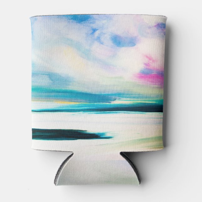 Abstract oil texture, canvas painting. can cooler (Front)