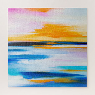 Abstract oil texture, sunset sea painting. jigsaw puzzle