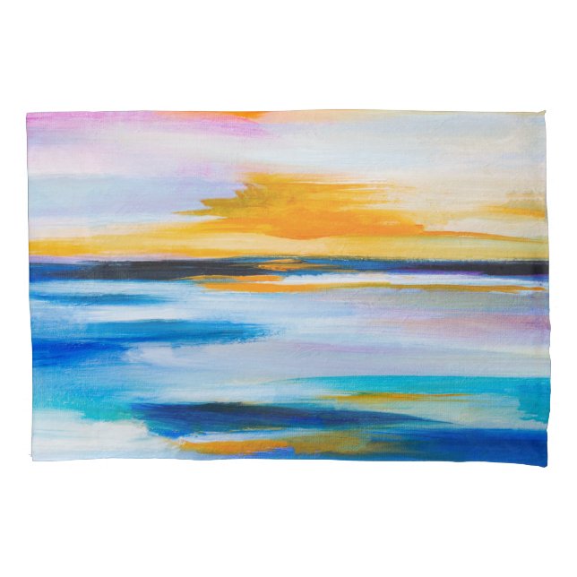 Abstract oil texture, sunset sea painting. pillowcase (Front)
