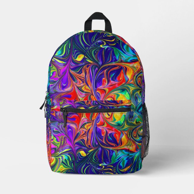 Abstract oilPrint Cut Sew Backpack (Front)
