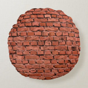Abstract Old Vintage Cracked Bumpy Rough Brick Wal Round Cushion