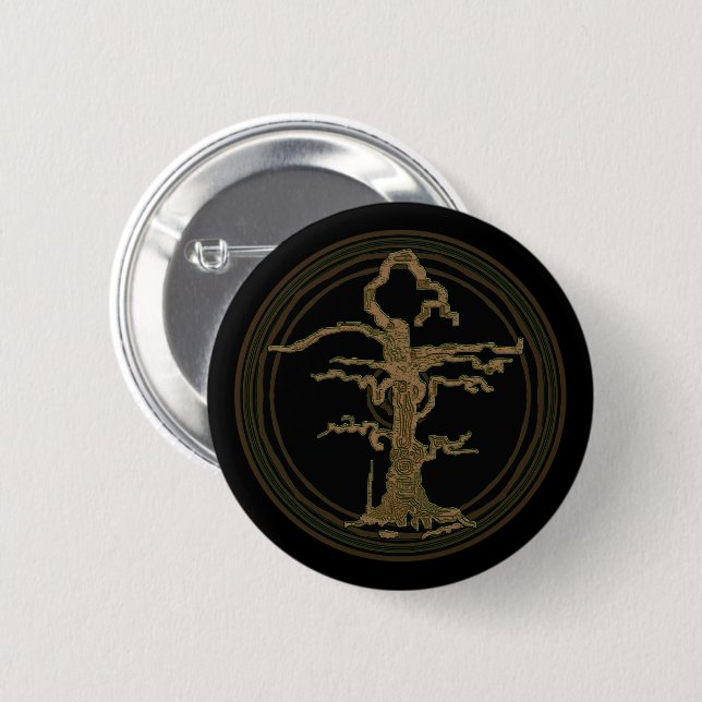 Abstract Old Withered Tree Brown 6 Cm Round Badge (Front & Back)