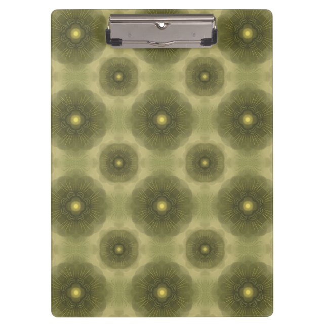 Abstract Olive Green Flower Seamless Pattern Clipboard (Front)