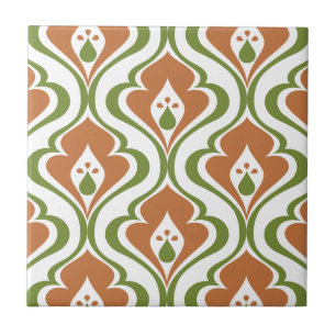 Abstract Olive Rust Retro Vintage Decorative DIY  Ceramic Tile