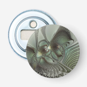 Abstract Olive Sage Green Grey Fractal Art Fantasy Bottle Opener