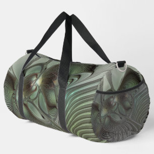Abstract Olive Sage Green Grey Fractal Art Fantasy Duffle Bag