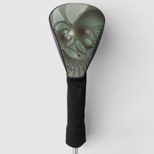 Abstract Olive Sage Green Grey Fractal Art Fantasy Golf Head Cover
