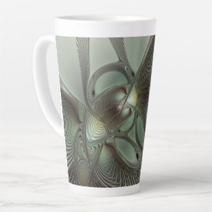 Abstract Olive Sage Green Grey Fractal Art Fantasy Latte Mug
